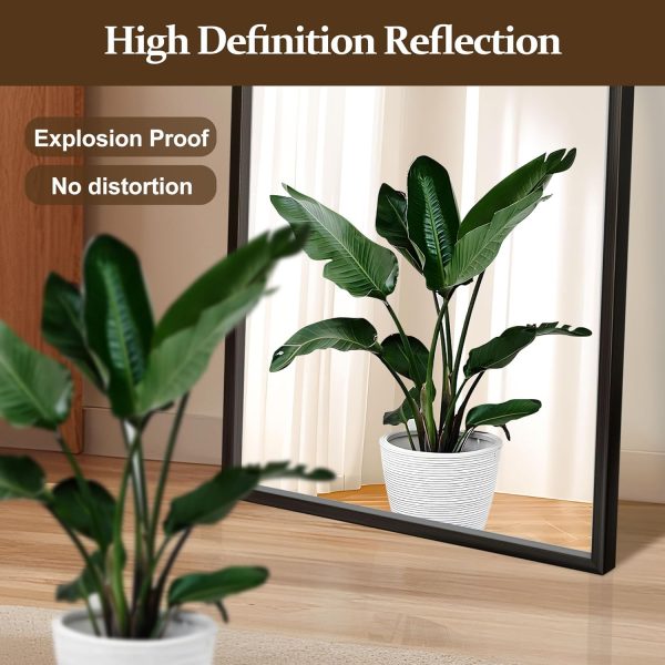Arched Full Length Mirror with Stand, 57"x20" Full Body Mirror Standing Hanging or Leaning Wall, Arch Wall Mirror with Aluminum Alloy Thin Frame for Bedroom Living Room Black - Image 2
