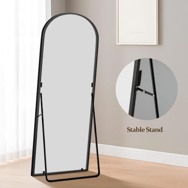 Arched Full Length Mirror with Stand, 57"x20" Full Body Mirror Standing Hanging or Leaning Wall, Arch Wall Mirror with Aluminum Alloy Thin Frame for Bedroom Living Room Black - Image 8