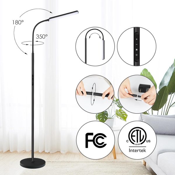 Dimunt LED Floor Lamp, Bright 15W Floor Lamps for Living Room with 1H Timer, Stepless Adjustable 3000K-6000K Colors & Brightness Standing Lamp with Remote & Touch Control Reading Floor Lamps - Image 8