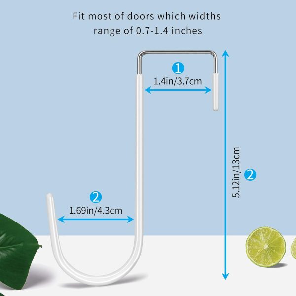 FYY Over The Door Hooks, 4 Pack Hangers Hooks with Rubber Prevent Scratches Heavy Duty Organizer for Living Room, Bathroom, Bedroom, Kitchen Hanging Clothes, Towels, Hats, Coats, Bags White - Image 2