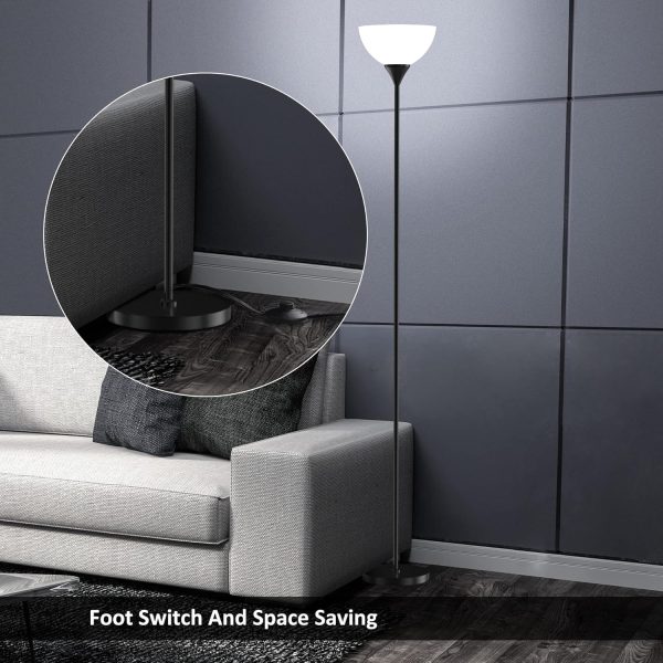PESRAE Floor Lamp, Remote Control with Stpeless Color Temperatures and Brightness, Torchiere lamp for Bedroom, Living Room, Bulb Included (Matte Black) - Image 6
